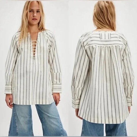 We The Free Tops - NWT We The Free People Lisbon Tunic 100% Cotton Striped Top Size S